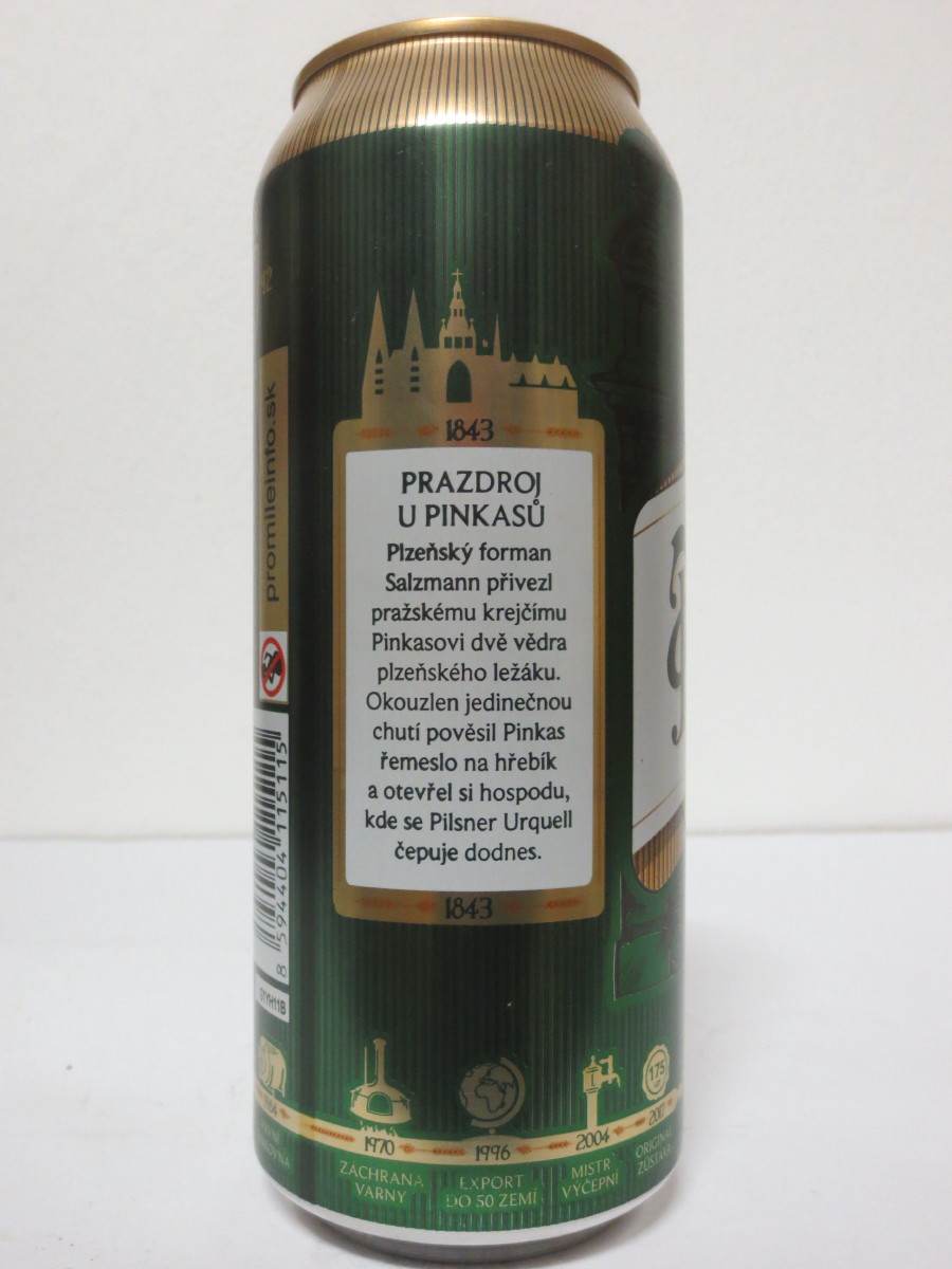 Pilsner Urquell 175 let - série 2017 -  1843 PRAZDROJ U PINKASŮ (50cl) (B/O)
