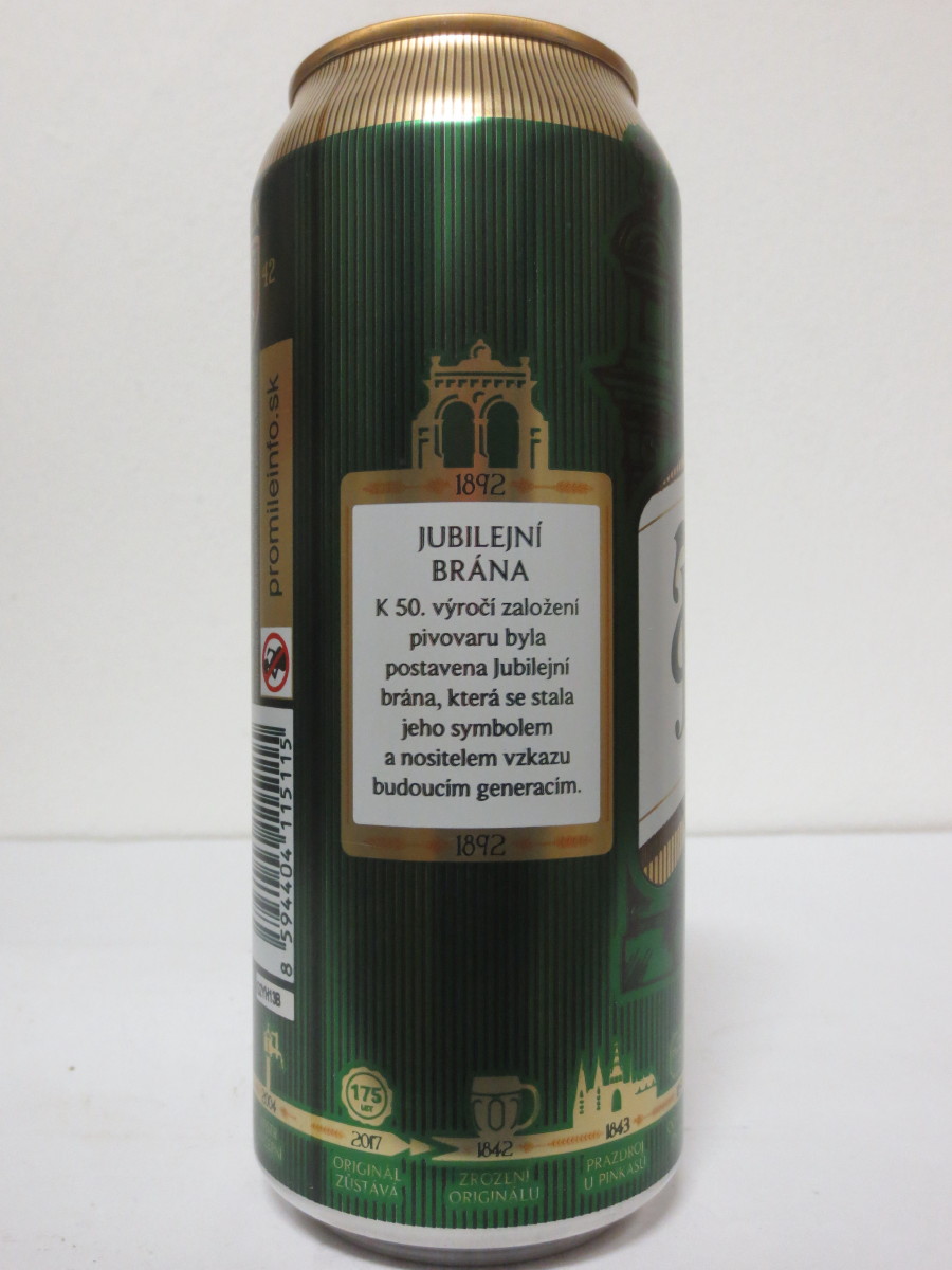 Pilsner Urquell 175 let - série 2017 -1892 JUBILEJNÍ BRÁNA (50cl) (B/O) 
