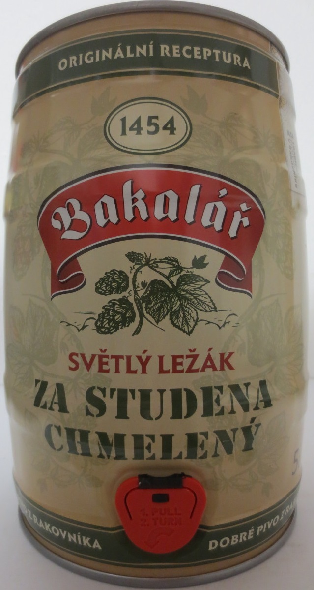 Bakalář SVĚTLÝ LEŽÁK ZA STUDENA CHMELENÝ (5L) č.1