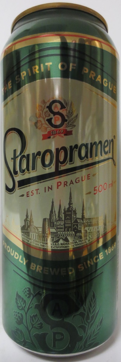 Staropramen EST. IN PRAGUE THE SPIRIT OF PRAGUE PROUDLY BREWED SINCE 1869 (UA) (50cl) (B/O) č.1
