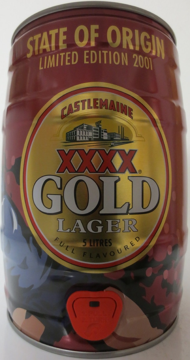 CASTLEMAIN XXXX GOLD LAGER 5 LITRES STATE OF ORIGIN LIMITED EDITION 2001 (5L) Nr.1