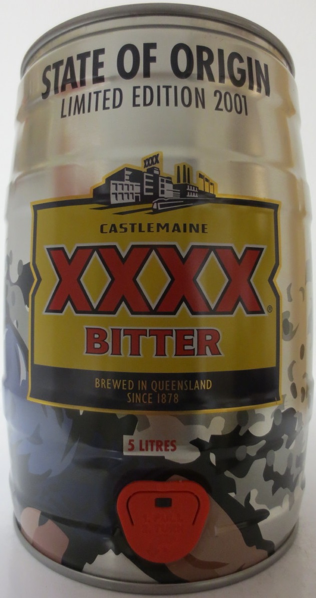 CASTLEMAINE XXXX BITTER THE BARREL STATE OF ORIGIN LIMITED EDITION 2001 (5L) Nr.1 