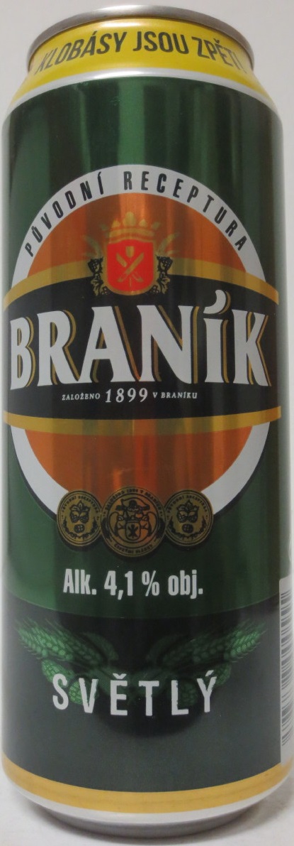 BRANÍK Alk. 4,1% obj. SVĚTLÝ KLOBÁSY JSOU ZPĚT 2020 (CZ) (50cl) (B/O) č.1