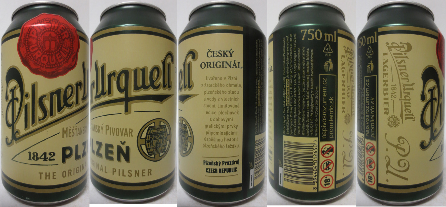 Pilsner Urquell MĚŠŤANSKÝ PIVOVAR 1842 PLZEŇ THE ORIGINAL PILSNER (CZ+SK) (75cl) (B/O) č.1 