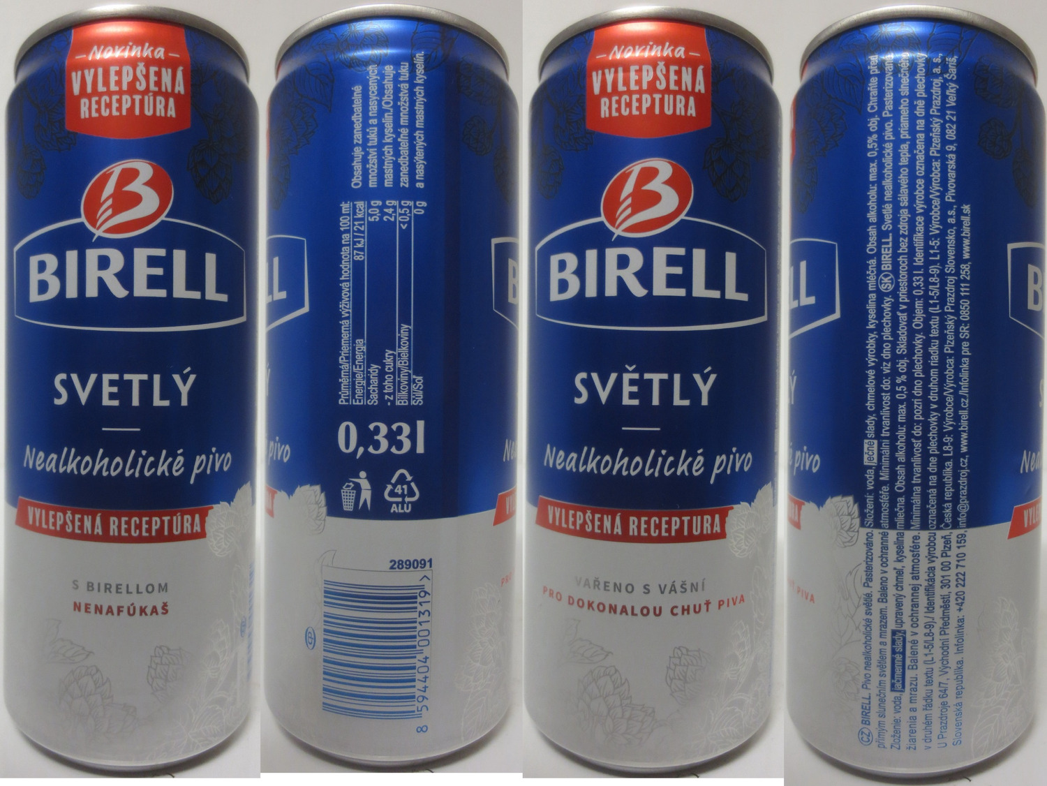 BIRELL SVĚTLÝ Nealkoholické pivo NOVINKA VYLEPŠENÁ RECEPTURA (CZ) (33cl) (B/O) č.1