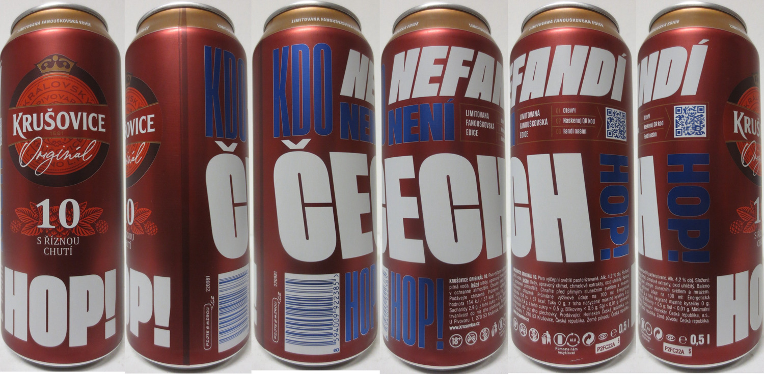 KRUŠOVICE Originál 10 S ŘÍZNOU CHUTÍ KDO NEFANDÍ NENÍ ČECH HOP! (CZ) (50cl) (B/O) č.1 