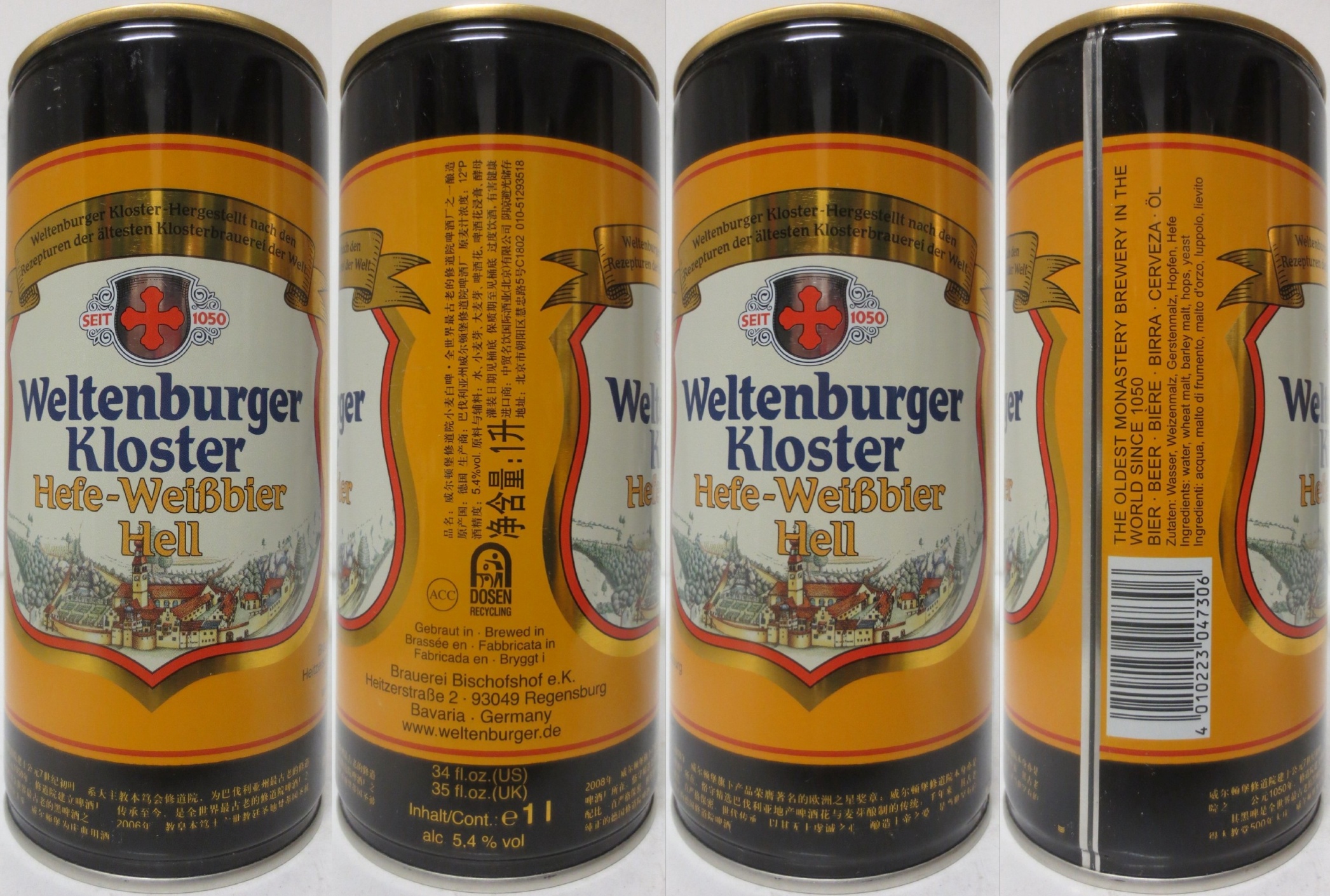 Weltenburger Kloster Hefe-Weißbier Hell (100cl) (B/O) Nr.1 