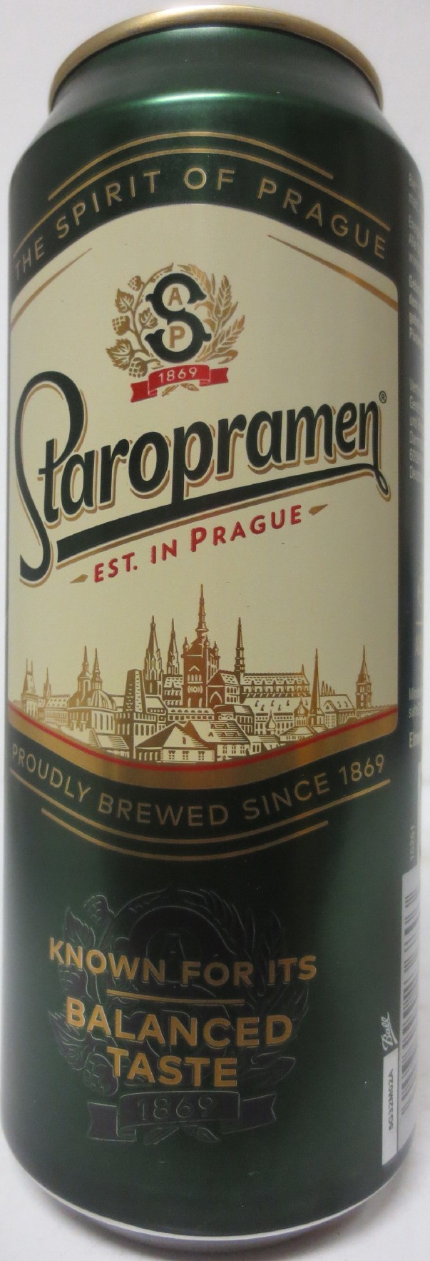 Staropramen EST. IN PRAGUE KNOWN FOR ITS BALANCED TASTE (S) (50cl) (B/O) č.1
