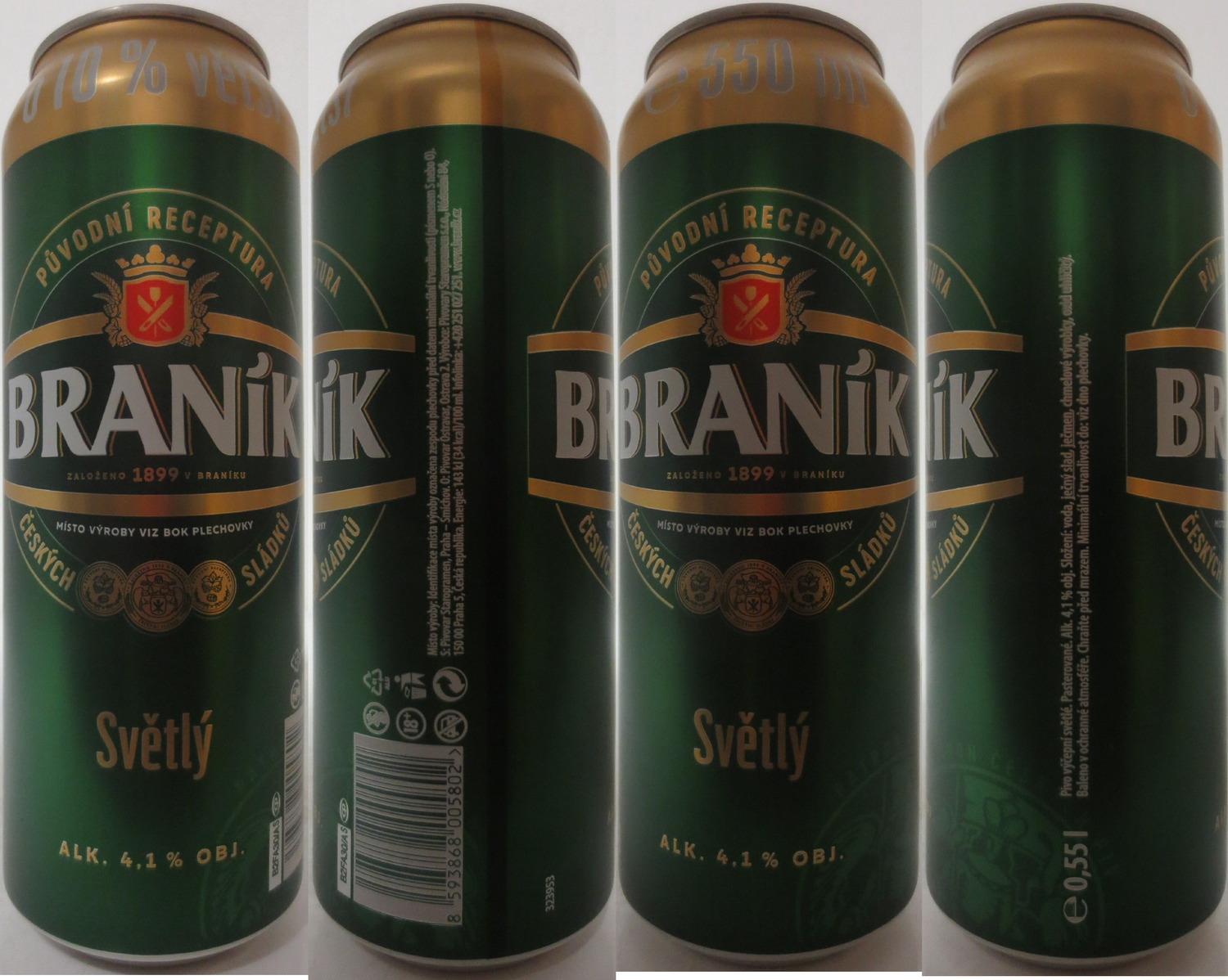BRANÍK Světlý ALK. 4,1% OBJ. o 10% větší (CZ) (55cl) (B/O) č.1 