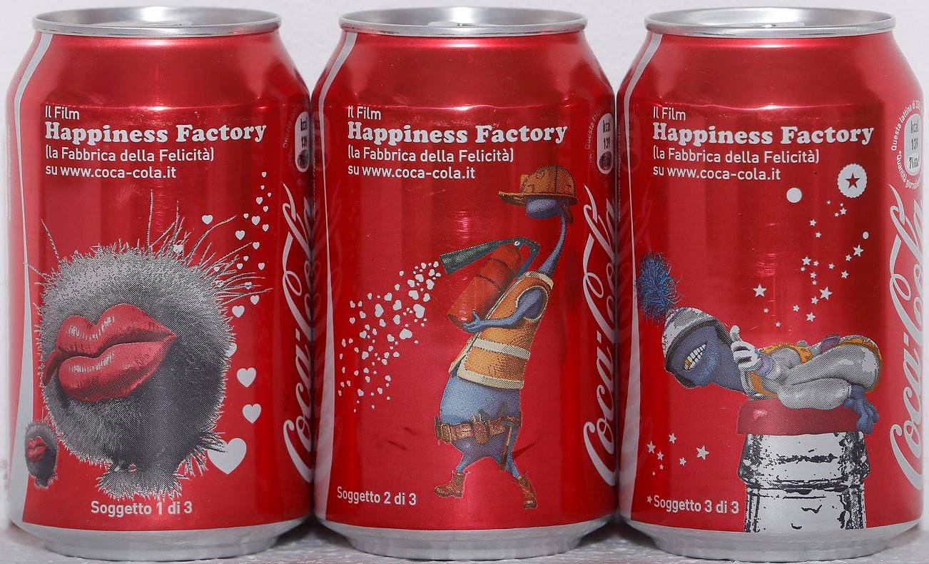 Coca Cola Happiness Factory from ITALY (3 cans) (33cl) (B/O)