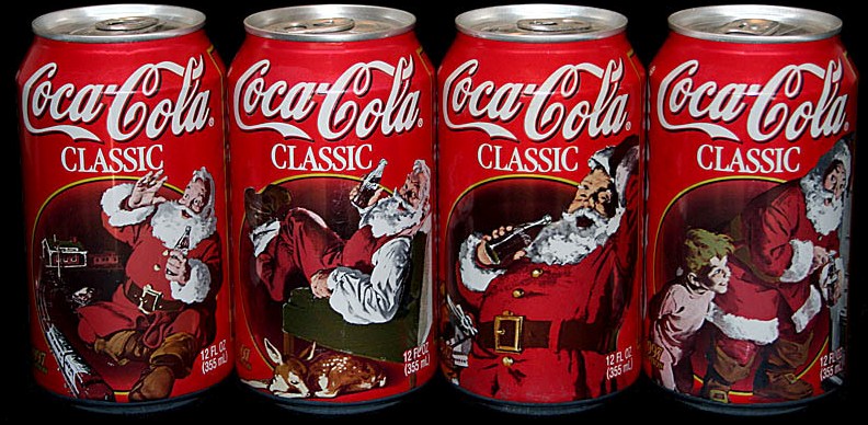 Coca Cola  Santa Claus 1997 Christmas set from USA (4 cans) (35,5cl) (B/O)