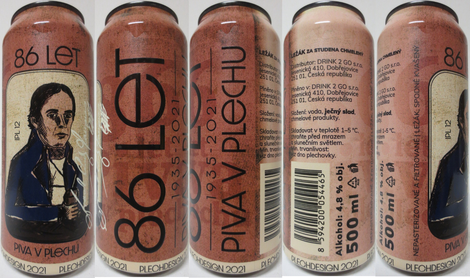LEŽÁK ZA STUDENA CHMELENÝ 86 LET 1935-2021 PIVA V PLECHU (CZ) (50cl) (B/O) č.1