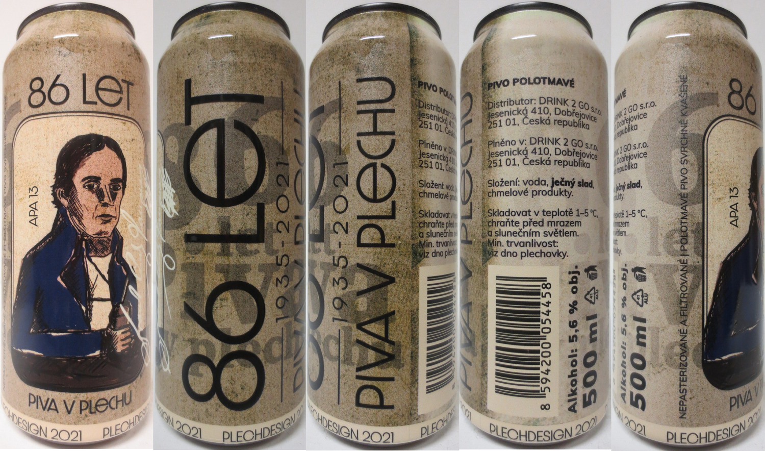 PIVO POLOTMAVÉ 86 LET 1935-2021 PIVA V PLECHU (CZ) (50cl) (B/O) č.1