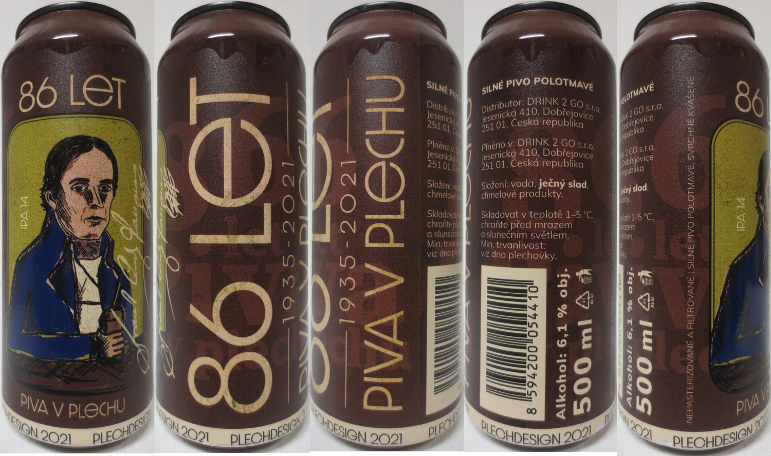 SILNÉ PIVO POLOTMAVÉ 86 LET 1935-2021 PIVA V PLECHU (CZ) (50cl) (B/O) č.1