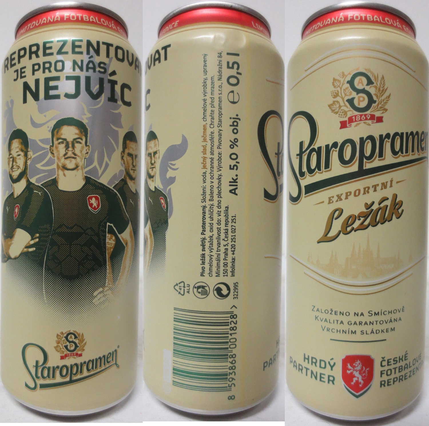 Staropramen - EXPORTNÍ - Ležák  VYJÍMEČNÁ FOTBALOVÁ EDICE (CZ) (50cl) (B/O) č.1 
