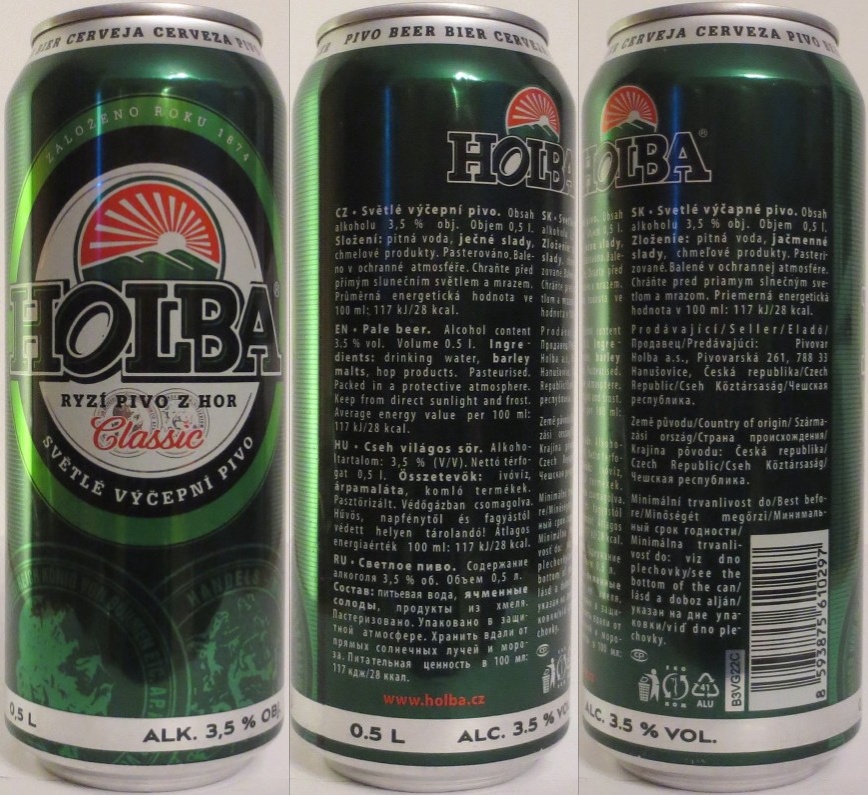 HOLBA RYZÍ PIVO Z HOR Classic (CZ) (50cl) (B/O) č.1 