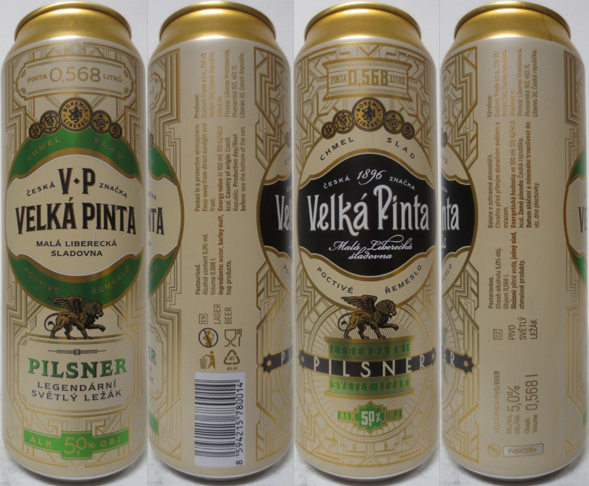 VELKÁ PINTA MALÁ LIBERECKÁ SLADOVNA PILSNER LEGENDÁRNÍ SVĚTLÝ LEŽÁK (RU) (56,8cl) (B/O) č.1