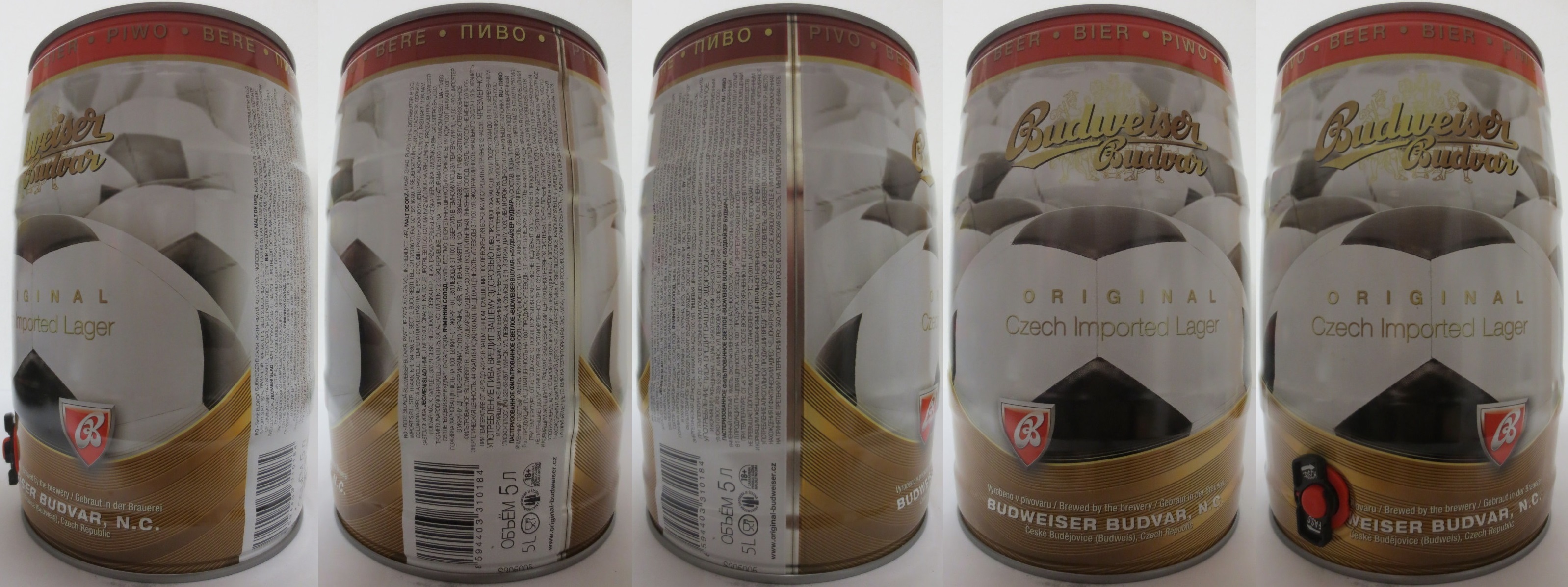 Budweiser Budvar ORIGINAL Czech Imported Lager - FOTBAL (5L) č.1
