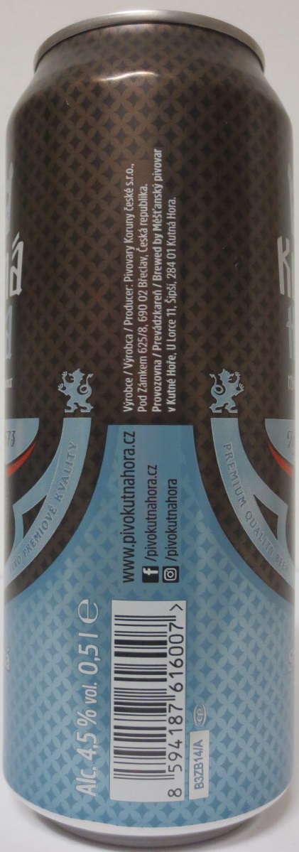 Kutná Hora Měštanský Pivovar Založeno 1573 Stříbrná 11 (50cl) (B/O)
