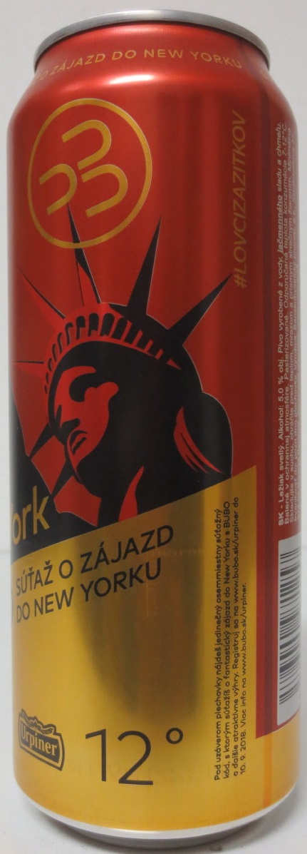 Urpiner Premium 12° LEŽIAK SVETLÝ New York BUBO (50cl) (B/O)