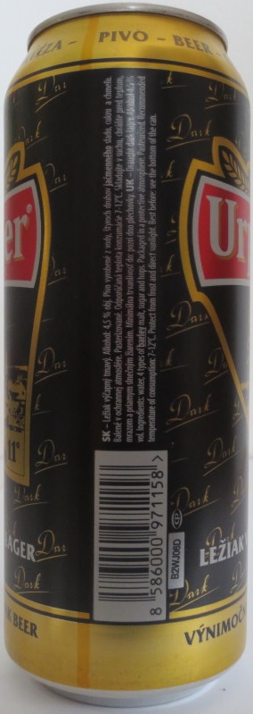 Urpiner 11° Dark DRAUGT DARK LAGER EXCEPTIONAL SLOVAK BEER (50cl) (B/O) č.1