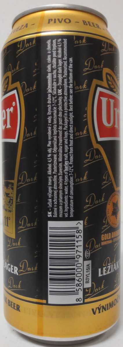 Urpiner 11° Dark DRAUGT DARK LAGER EXCEPTIONAL SLOVAK BEER (50cl) (B/O) č.2