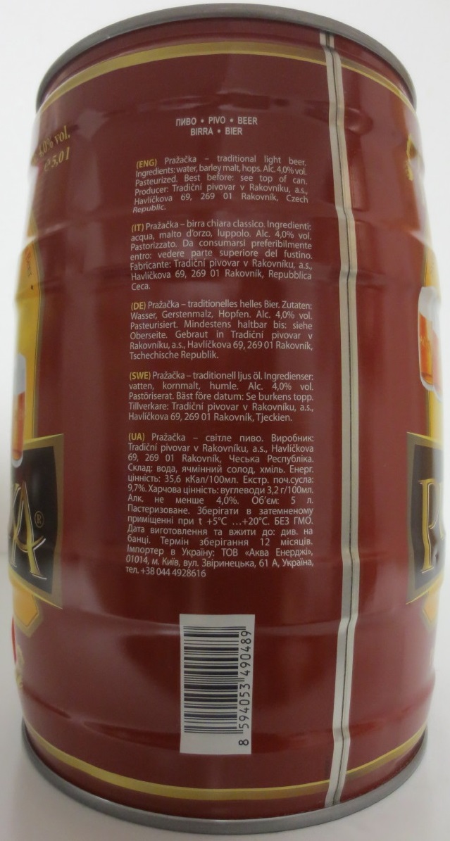 PRAŽAČKA Brewed in Czech Republic (5L) č.2