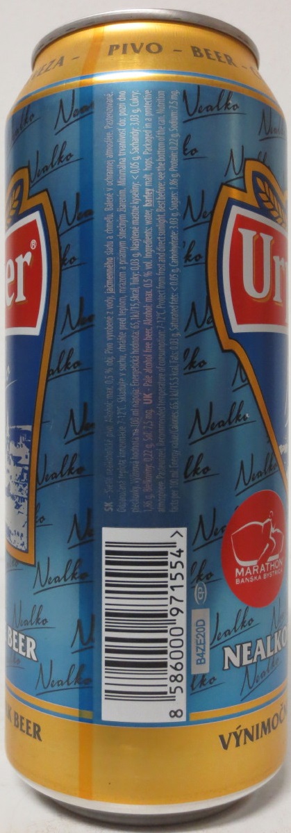 Urpiner Nealko ALCOHOL FREE BEER EXEPTIONAL SLOVAK BEER (50cl) Nr.2