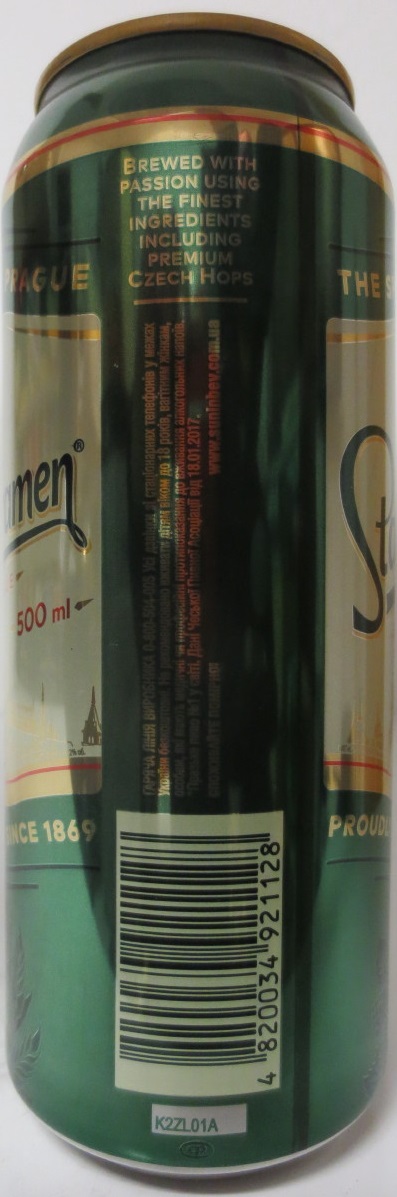 Staropramen EST. IN PRAGUE THE SPIRIT OF PRAGUE PROUDLY BREWED SINCE 1869 (UA) (50cl) (B/O) č.1