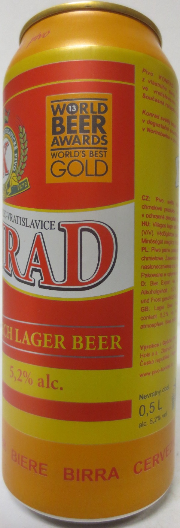 KONRAD ORIGINAL CZECH LAGER BEER WORLD BEER AWARDS (50cl) (B/O)