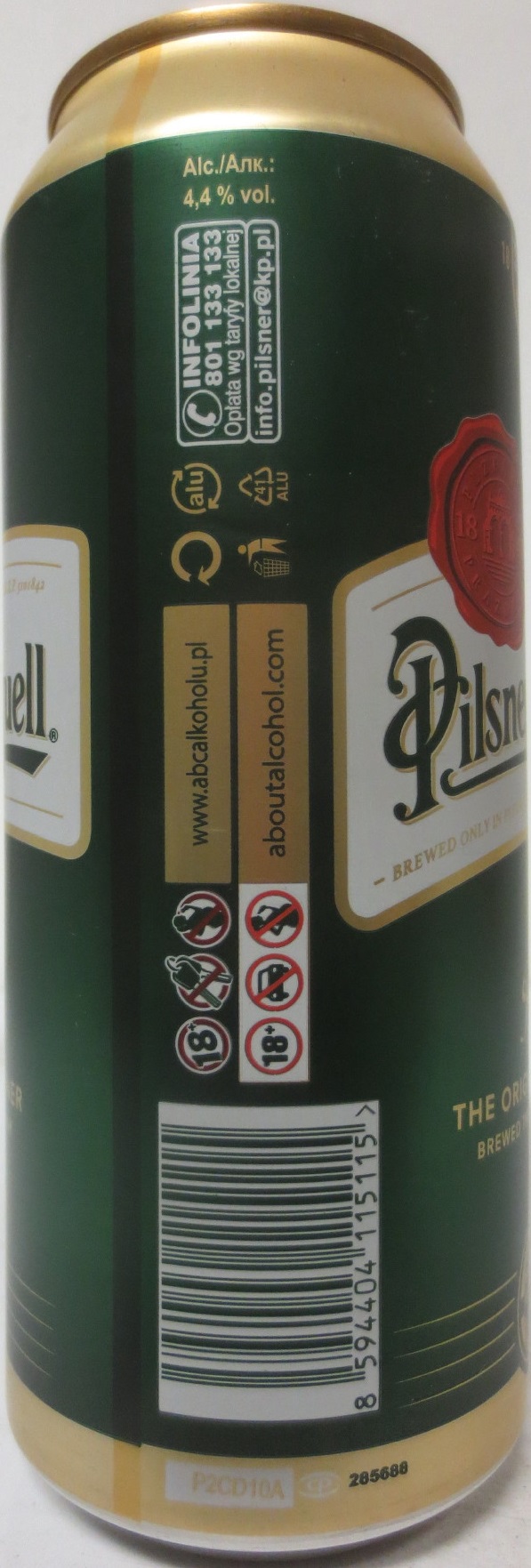 Pilsner Urquell P.U. THE ORIGINAL PILSNER BREWED THE ORIGINAL WAY (PL) (50cl) (B/O) č.1