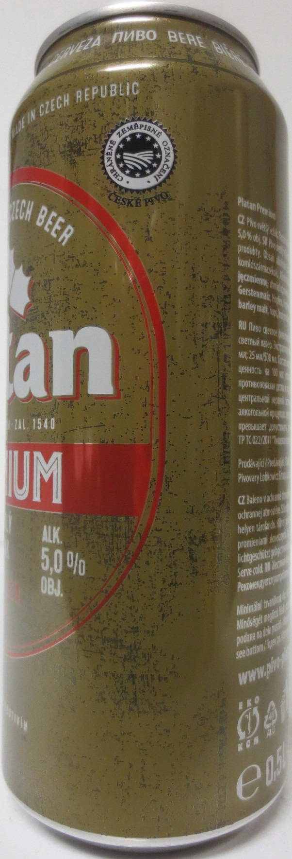 Platan PREMIUM SVĚTLÝ LEŽÁK (50cl) (B/O) č.1 
