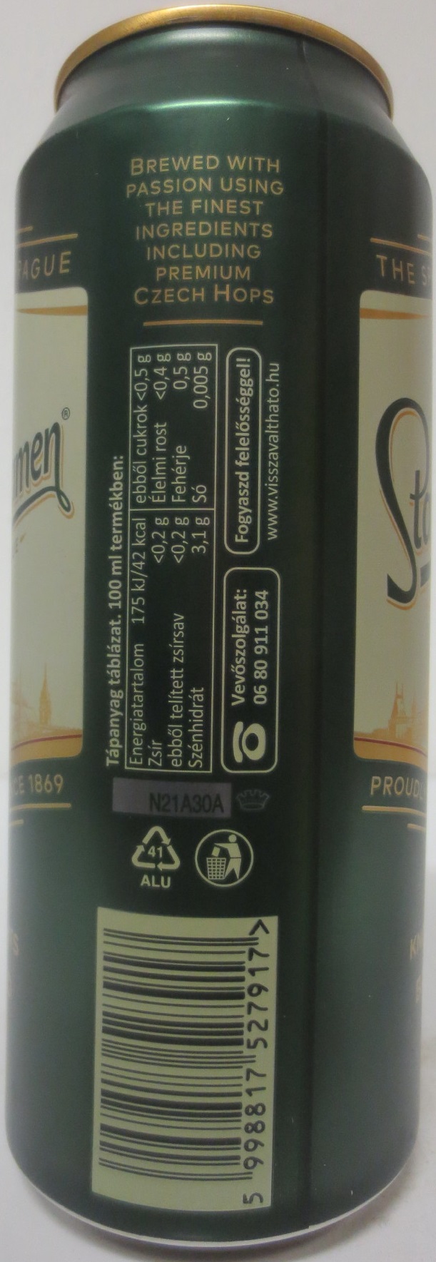 Staropramen EST. IN PRAGUE KNOWN FOR ITS BALANCED TASTE (H) (50cl) (B/O) č.1