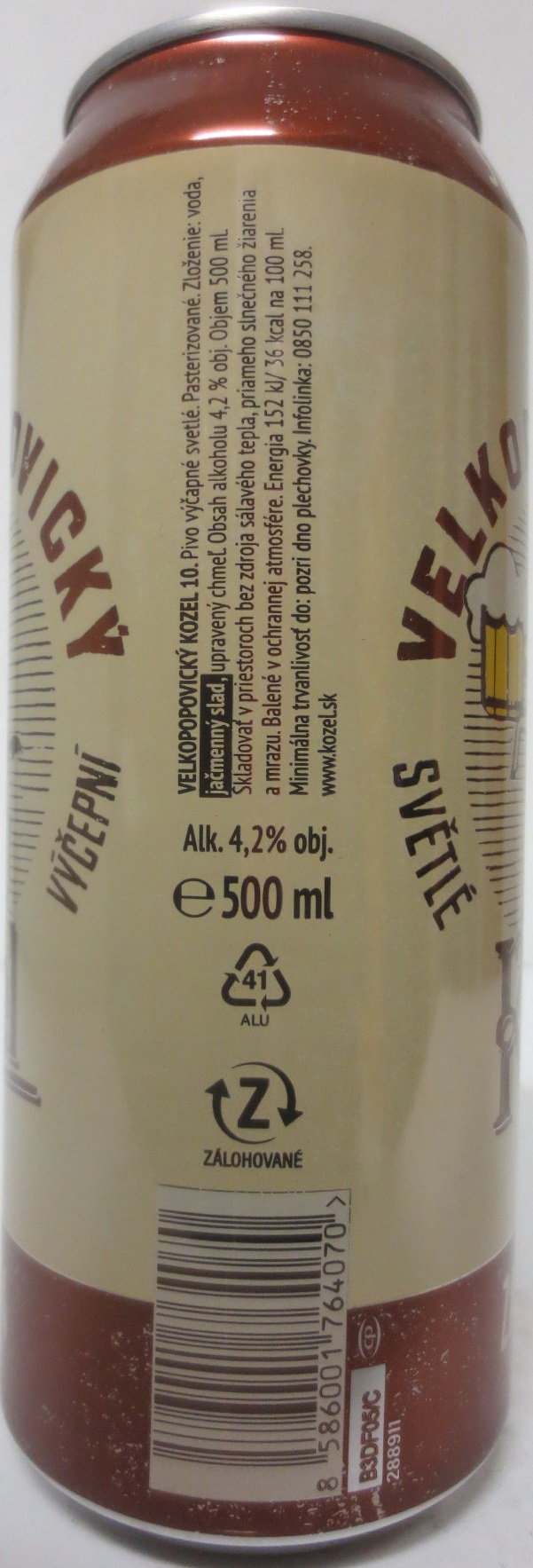 VELKOPOPOVICKÝ Kozel zal.1874 SVĚTLÉ VÝČEPNÍ (SK) (50cl) (B/O) č.1