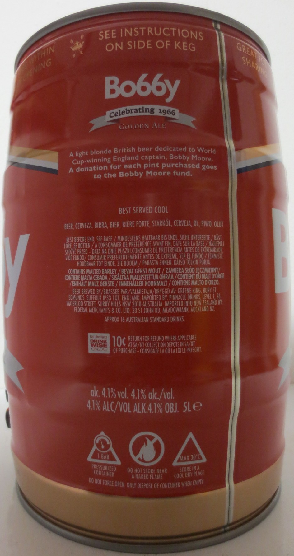 GREENE KING Bo66y GOLDEN ALE (5L) Nr.1 