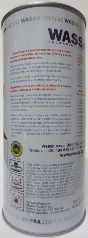 Svijany 450 Premiový ležák WASSA PACKING SYSTEMS (200cl) č.1