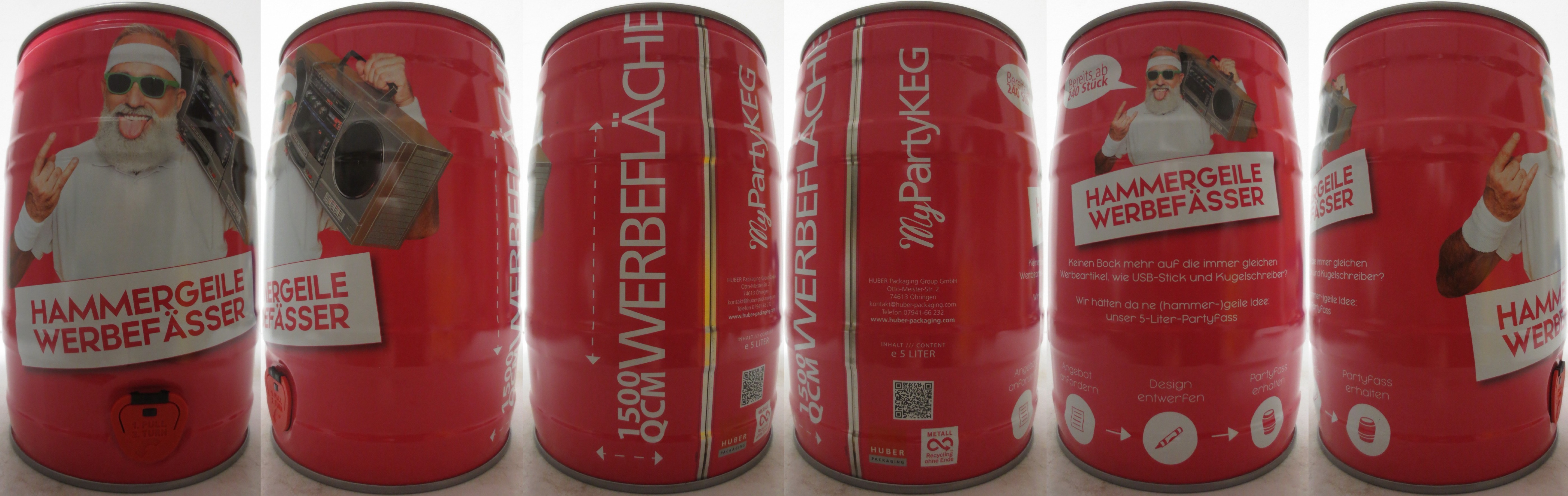 HUBER PACKAGING HAMMERGEILE WERBEFÄSSER (5L) Nr.2 (pink-weiss)