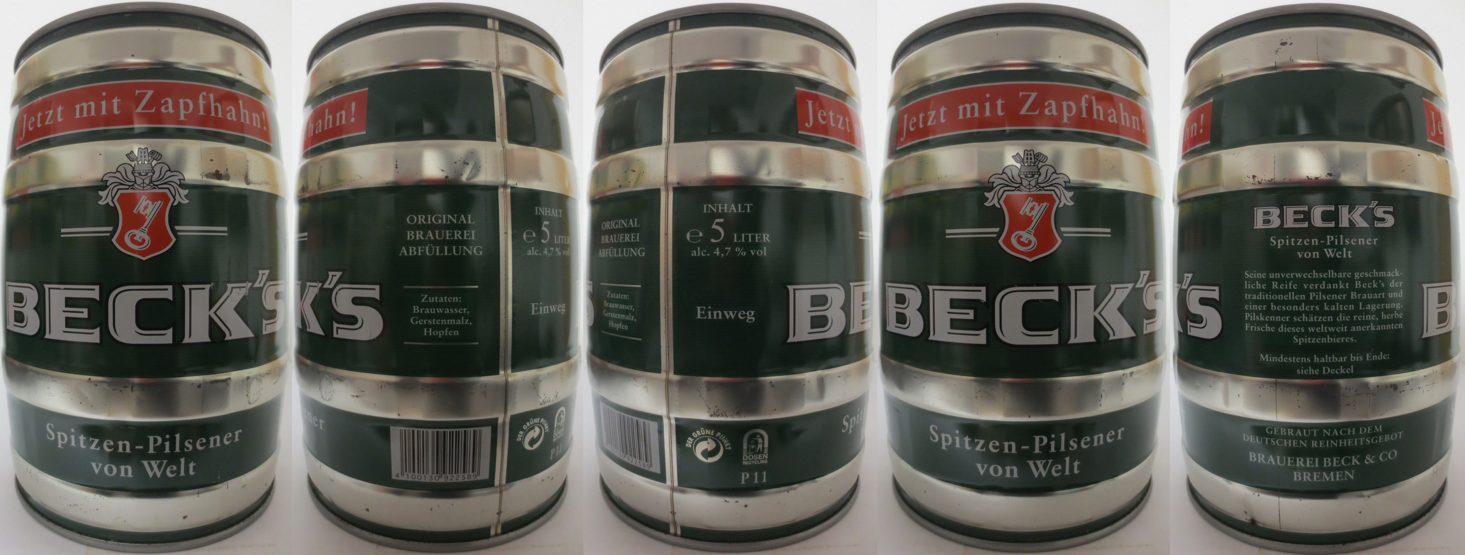 BECK´s Spitzen-Pilsener von Welt Jetzt mit Zapfahn! (5L) Nr.1 