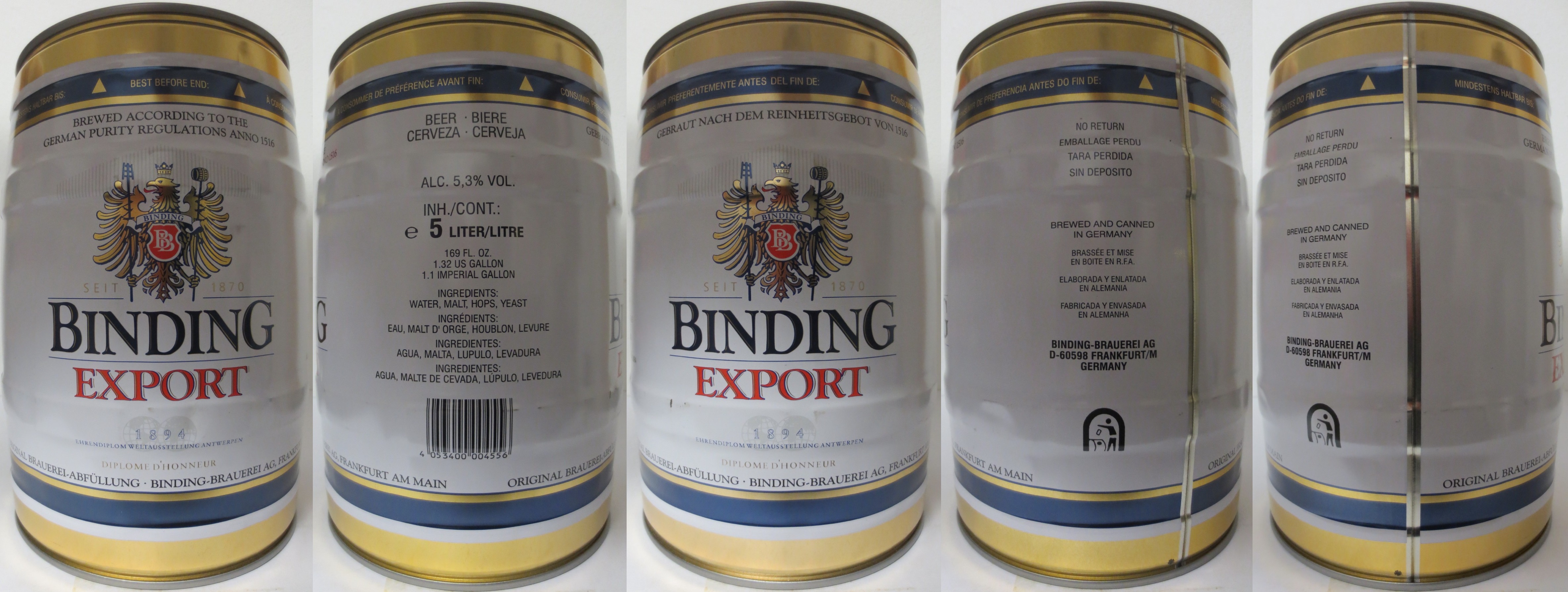BINDING EXPORT 1894 (5L) Nr.1 