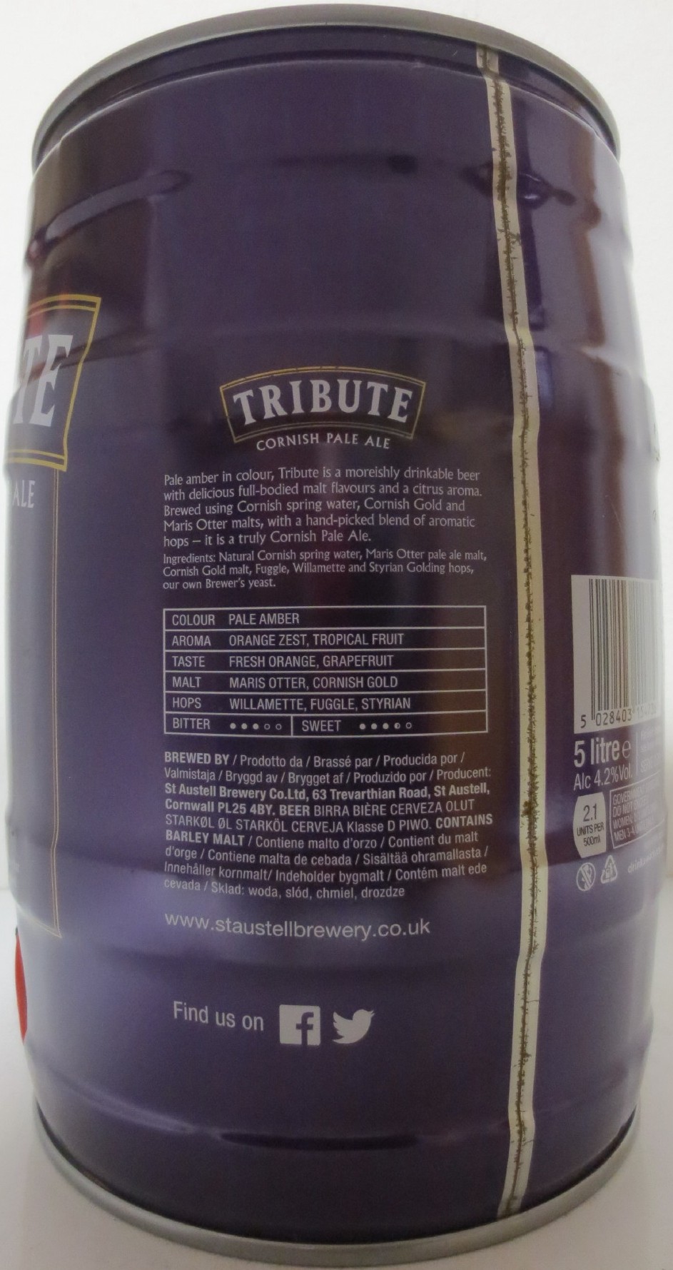 ST AUSTELL BREWERY TRIBUTE CORNISH PALE ALE (5L) Nr.1
