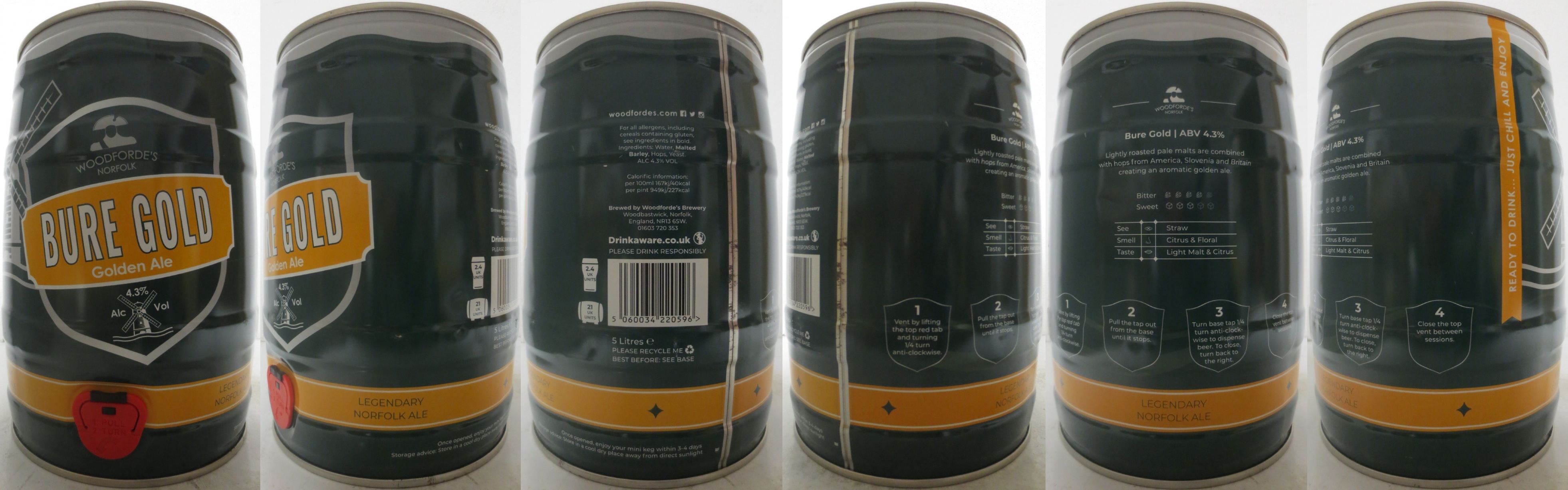 WOODFORDE´S NORFOLK BURE GOLD Golden Ale Alc 4,3% vol (5L) Nr.1 