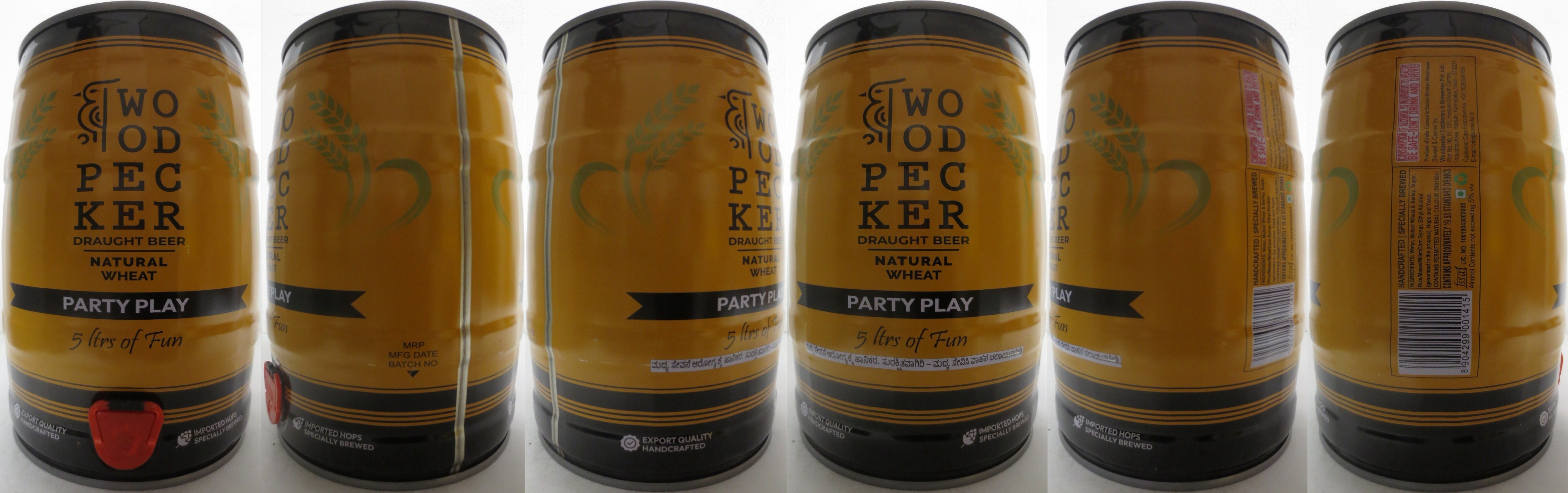 WOOD PECKER DRAUGHT BEER NATURAL WHEAT PARTY PLAY 5 ltrs of Fun (5L) Nr.1 