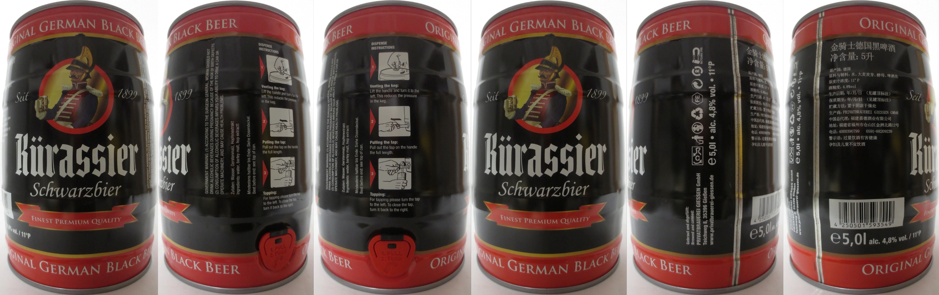 Kürassier Schwarzbier FINEST PREMIUM QUALITY ORIGINAL GERMAN BLACK BEER (5L) Nr.1 b