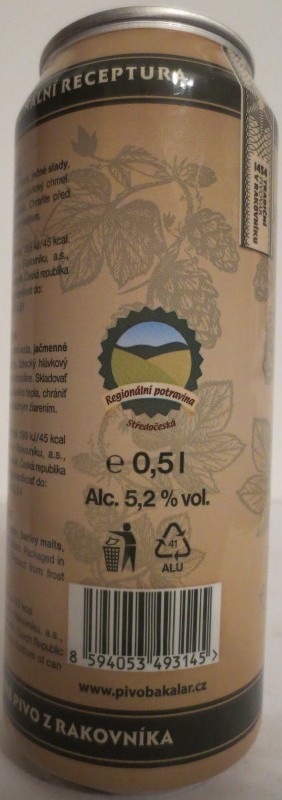 Bakalář SVĚTLÝ LEŽÁK ZA STUDENA CHMELENÝ (50cl) (B/O) č.1