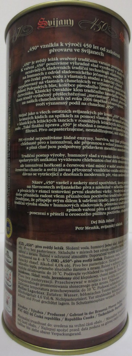 Svijany 450 - Premiový ležák - 1564 - PLECHOVKA nejen PRO CHLAPY (200cl) č.1