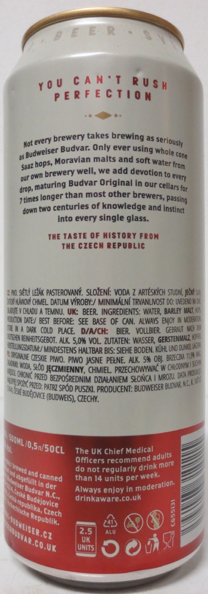 Budvar ORIGINAL CZECH LAGER BUDWEIS CZECH REPUBLIC (50cl) (B/O) Nr.2
