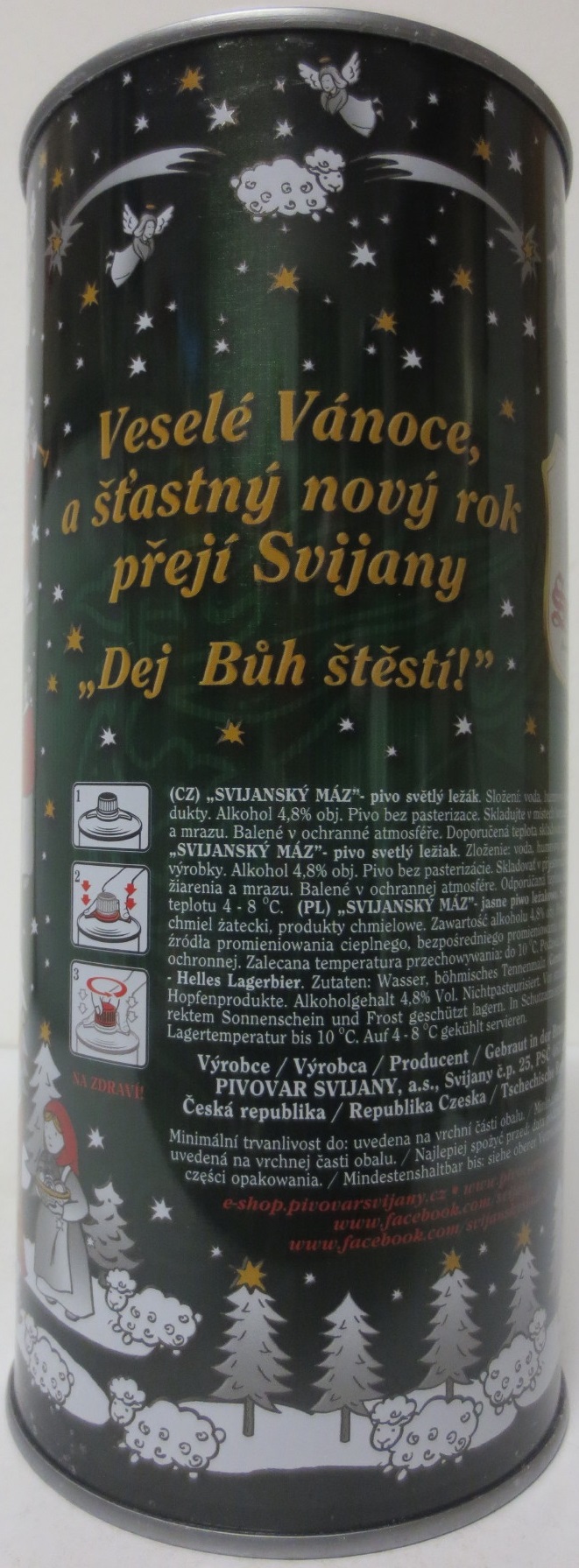 Svijany VÁNOČNÍ MÁZ Veselé Vánoce, a šťastný nový rok přejí Svijany ,,Dej Bůh štěstí (200cl)