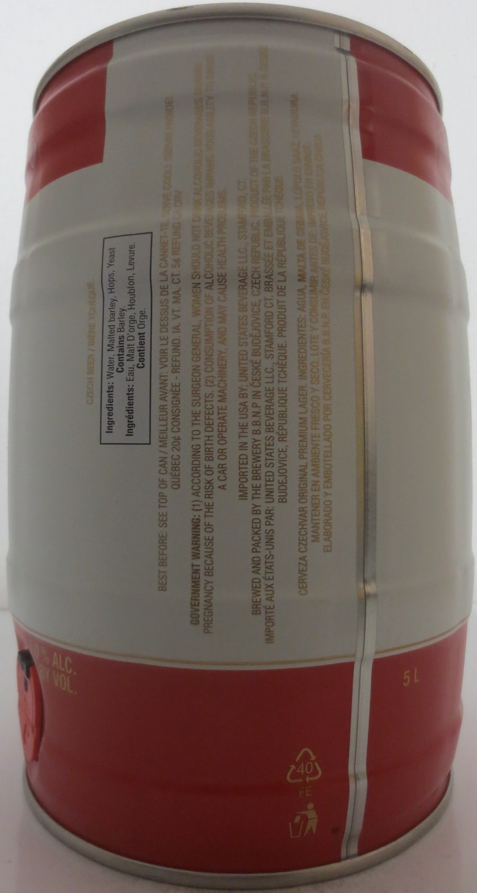 Czechvar ORIGINAL CZECH LAGER IMPORTED (5L) č.1