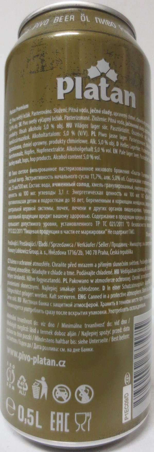 Platan PREMIUM SVĚTLÝ LEŽÁK (50cl) (B/O) č.1 