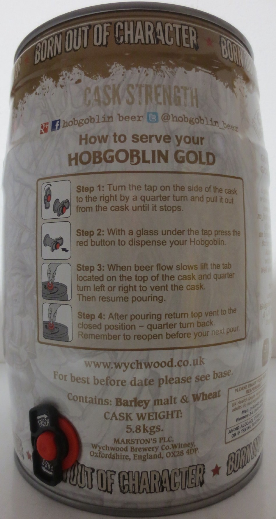 WYCHWOOD BREWERY GOLD HOBGOBLIN 4.2% Alc.Vol. (5L) Nr.3